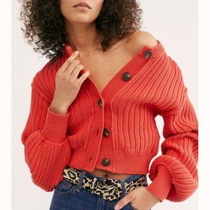 Free People All Yours Cardigan Cardi in Red